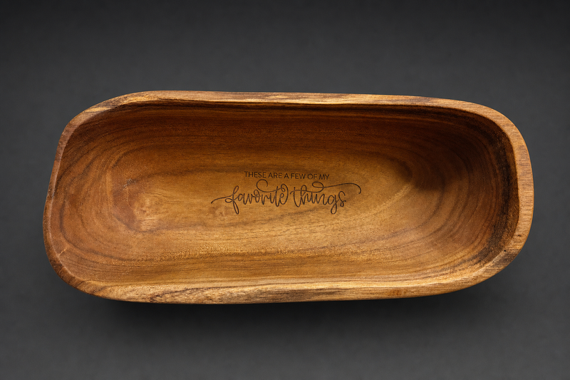 Favorite Things dough bowl, engraved "These are a few of my favorite things" — clean product photo