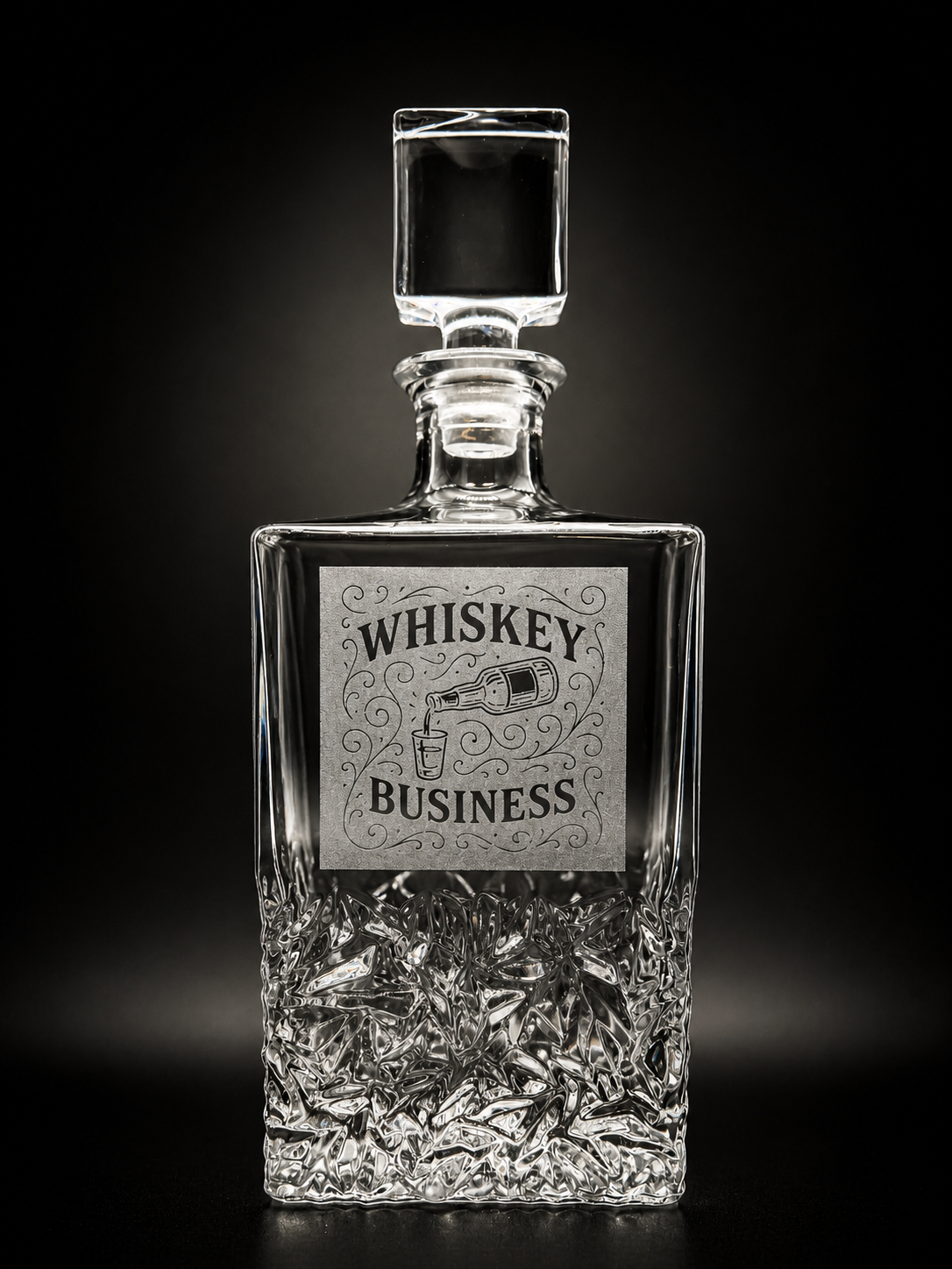 Engraved Whiskey Decanter – “Whiskey Business” Glass Decanter Gift