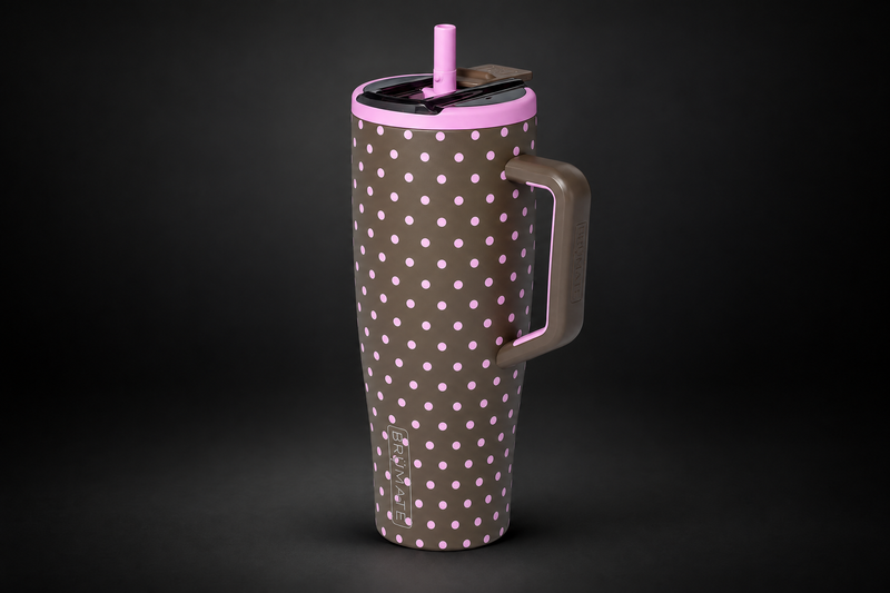 BrüMate Era 40 oz Tumbler with Handle & Straw - Mocha Dot