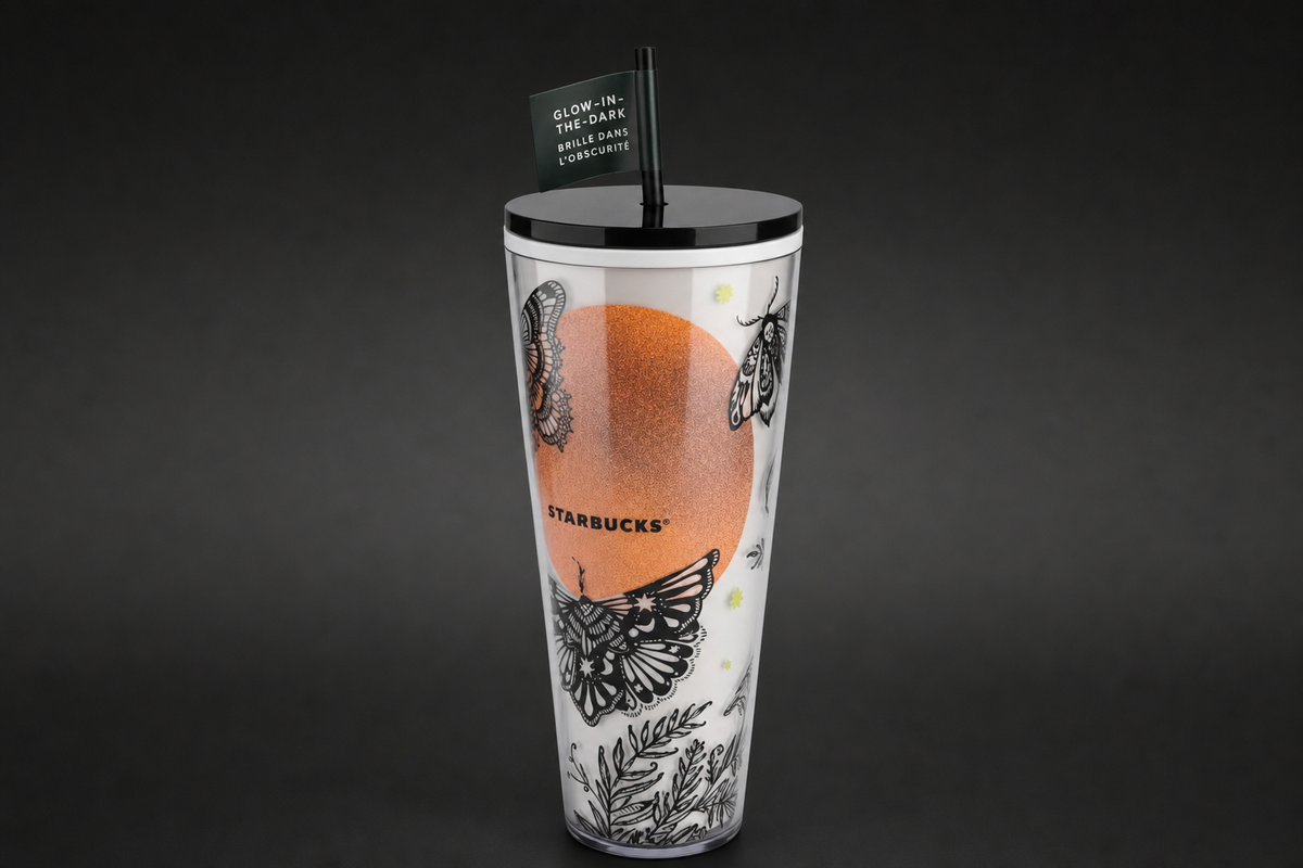 Starbucks 24 oz Acrylic Tumbler - Moth Moon (Glow in the Dark)