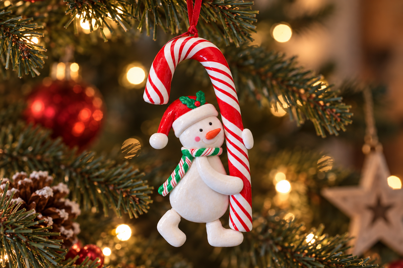 Candy Cane Hug Ornament in use