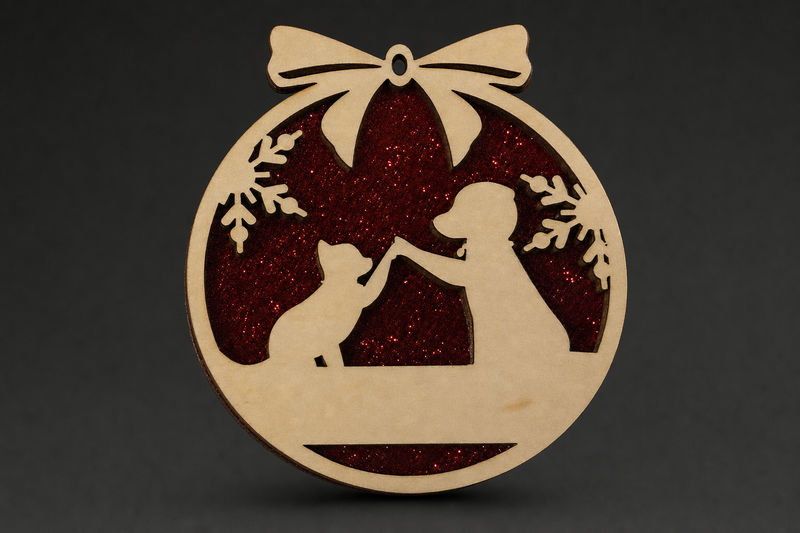 Cat Christmas Ornament — Cat and person