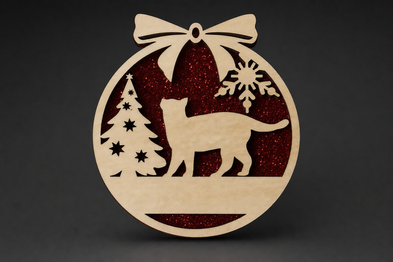 Cat Christmas Ornament — Cat with tree