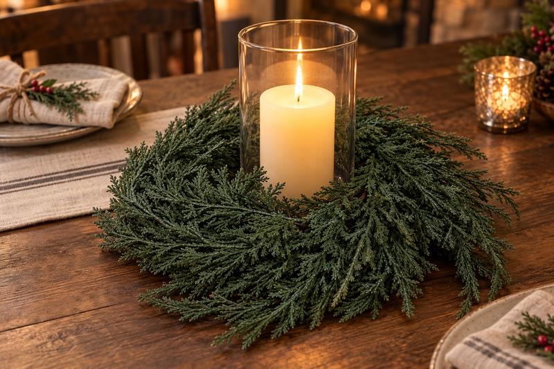 Cedar Candle Ring in use