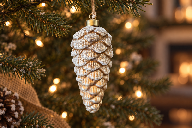 Champagne Glass Pinecone Ornament in use