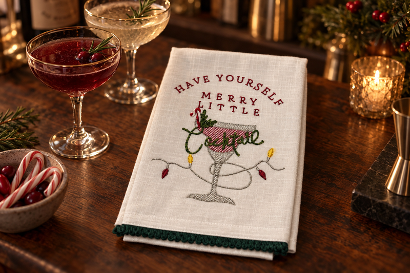 Christmas Tea Towel in use