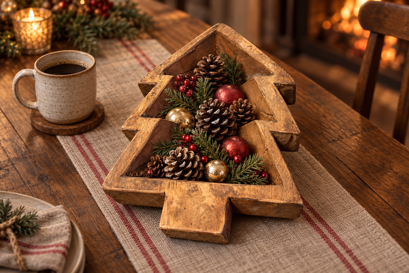 Christmas Tree Dough Bowl in use
