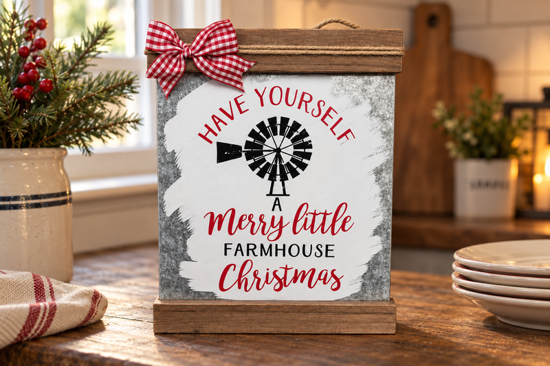 Farmhouse Christmas Sign in use