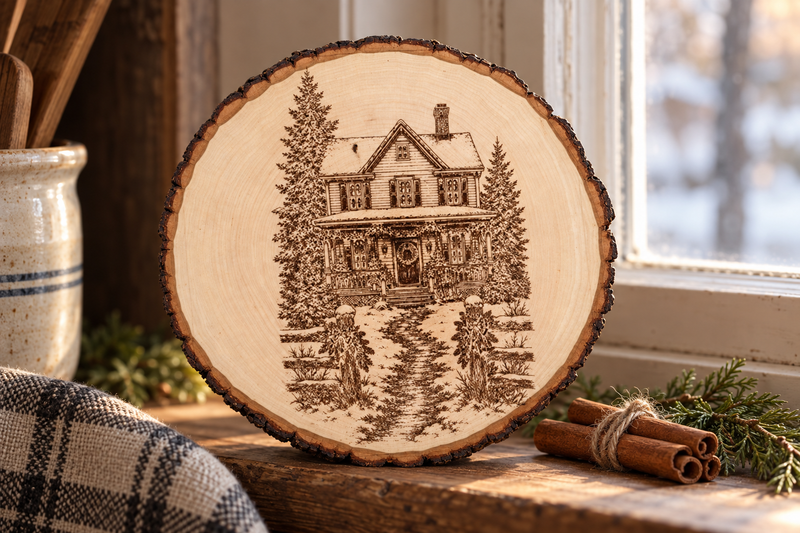 Farmhouse Pines Wood Slice in use