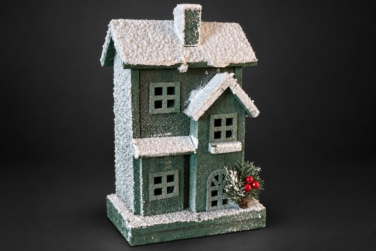 Green Snowy Christmas House