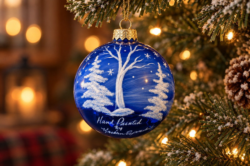 Hand-Painted Winter Ornament in use