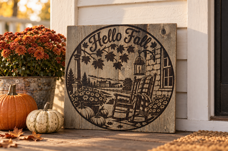 Hello Fall Porch – Barnwood in use