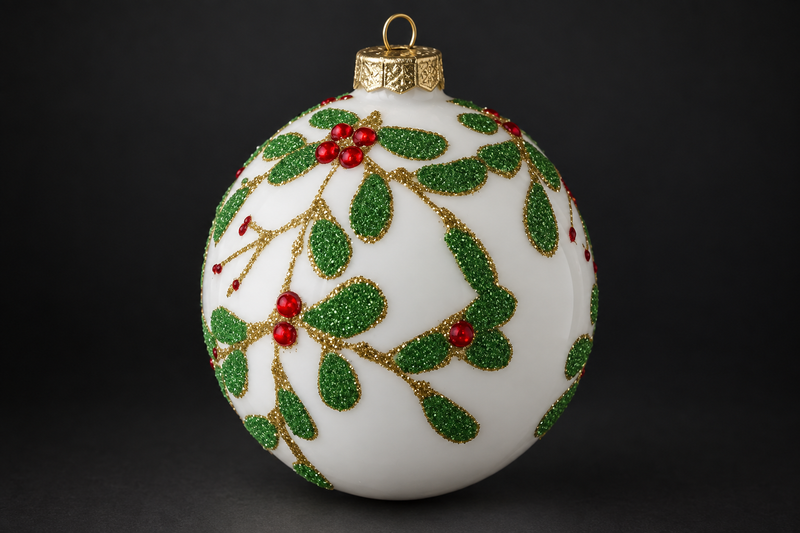 Holly Glass Ornament