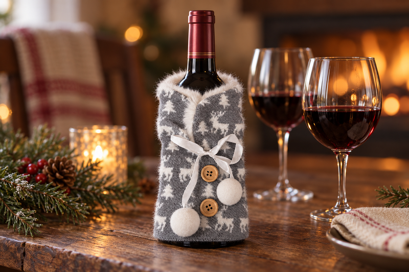 Knit Wine Bottle Sweater in use
