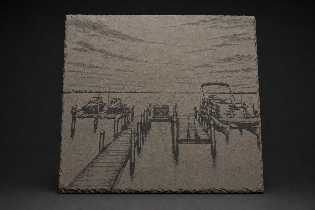 Lake Dock – Engraved Slate