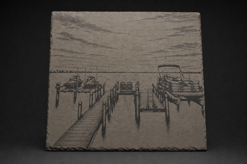 Lake Dock – Engraved Slate