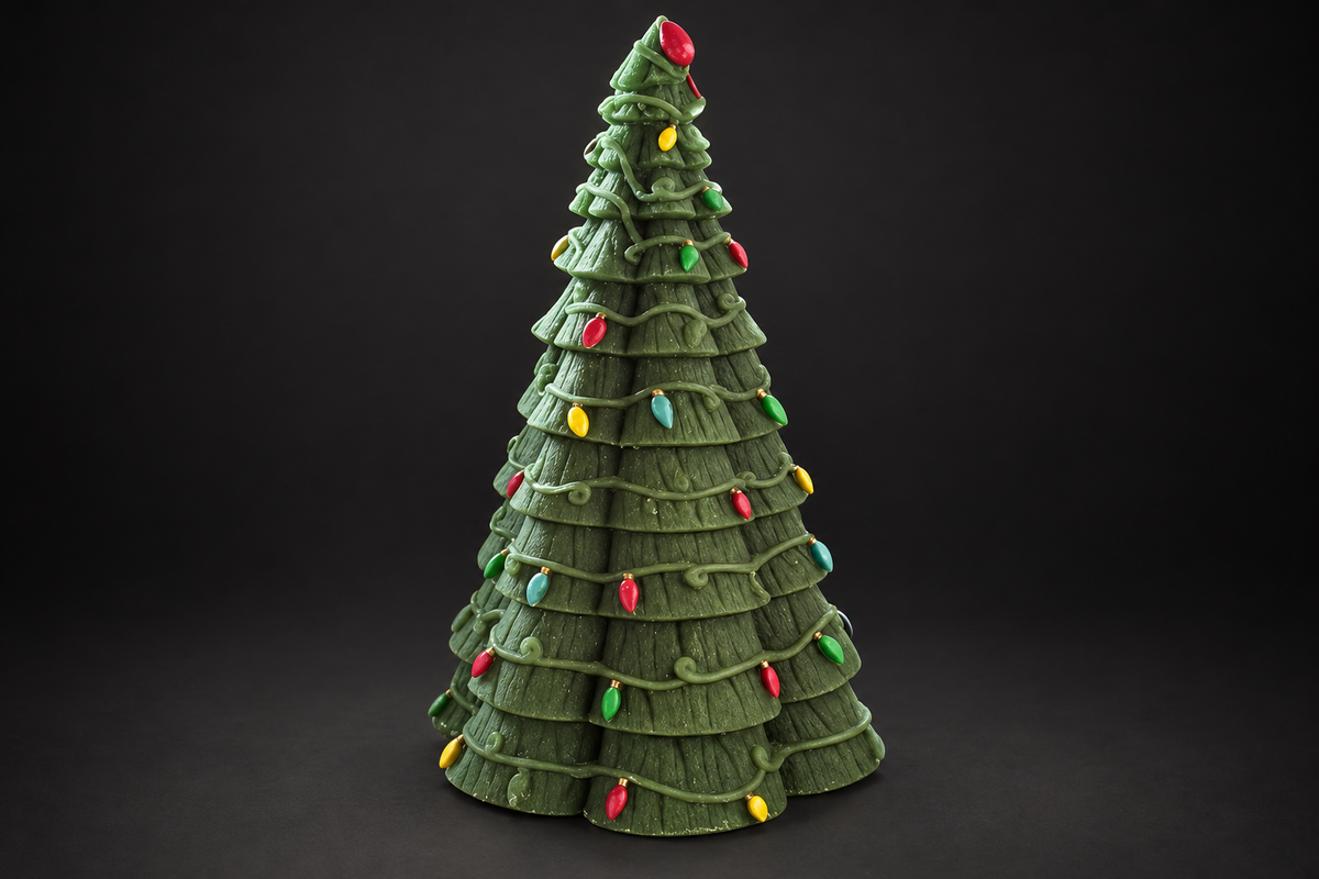 Large Christmas Light Tree Candle