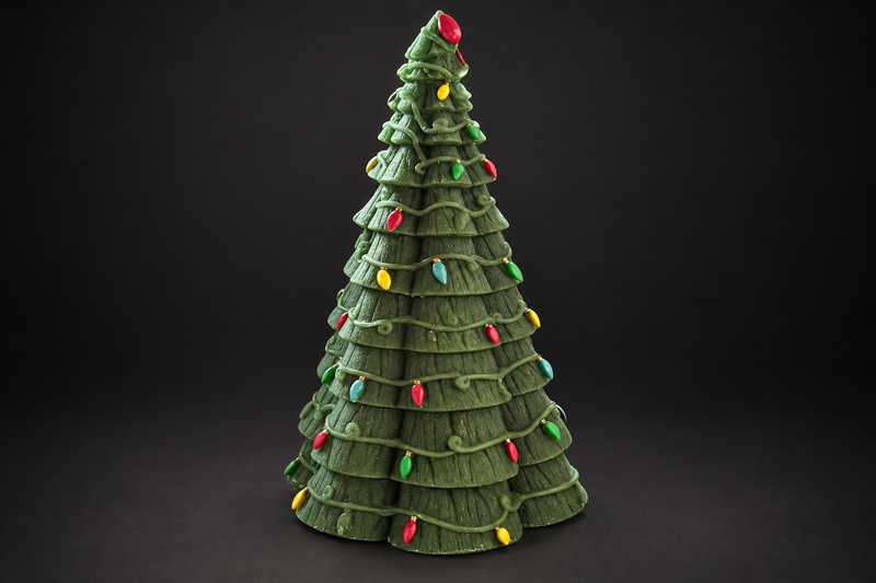Large Christmas Light Tree Candle