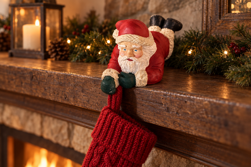 Lounging Santa Stocking Holder in use