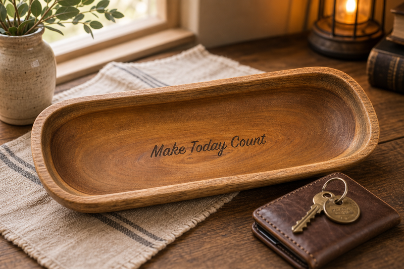 Personalized Laser Engraved Wood Dough Bowl