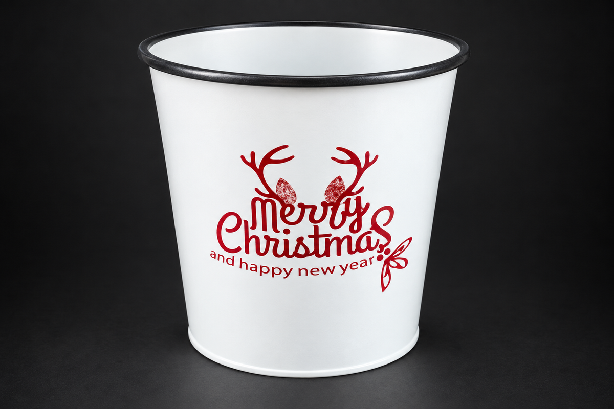 Merry Christmas Metal Bucket