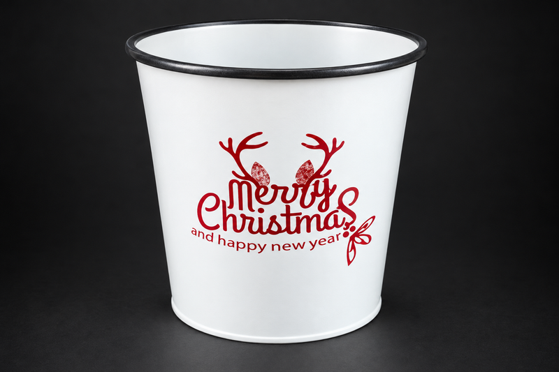 Merry Christmas Metal Bucket