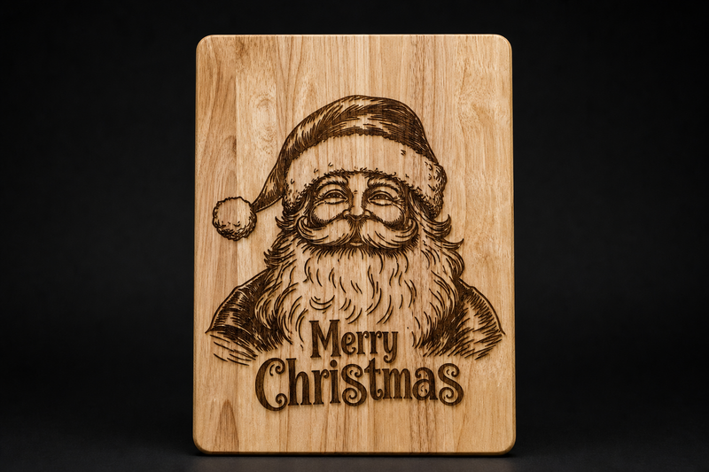 Merry Christmas Santa engraved wood cutting board