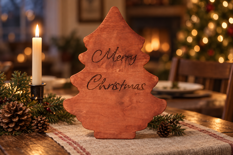 Merry Christmas Tree Board in use