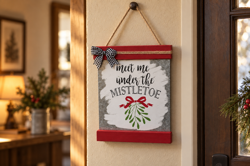 Meet Me Under the Mistletoe Sign in use