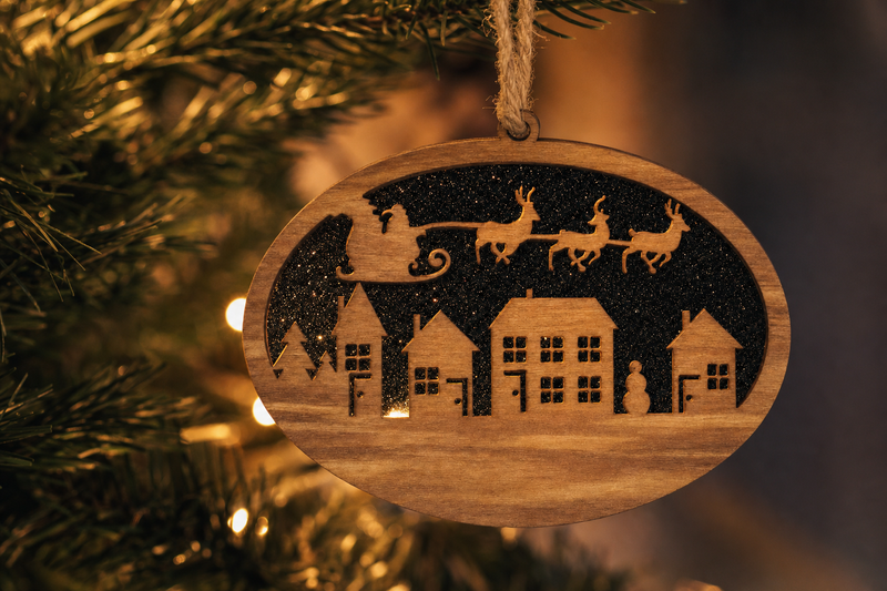 Christmas Village Ornament in use