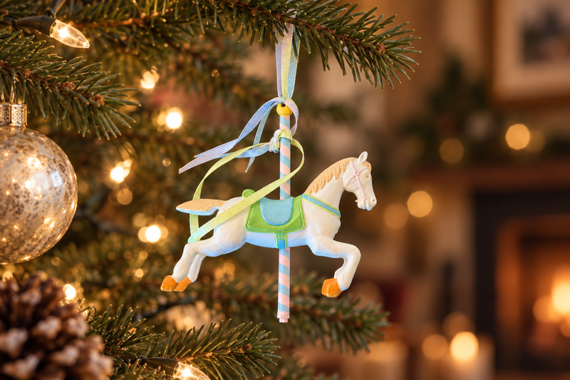 Pastel Carousel Horse Ornament in use