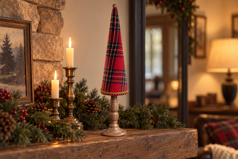 Plaid Tabletop Tree in use