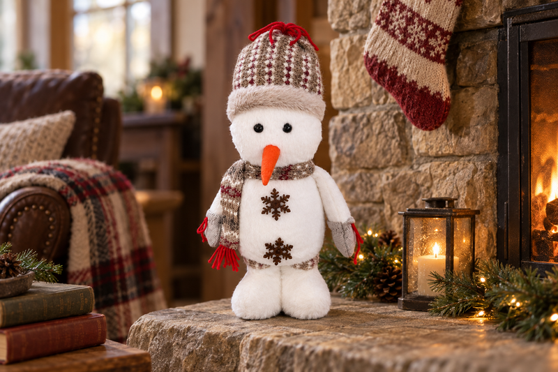 Plush Standing Snowman in use
