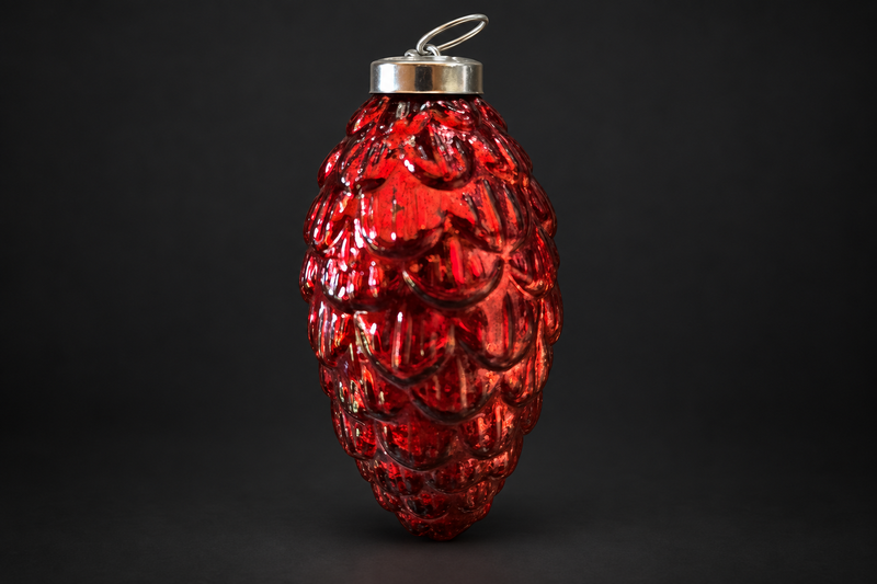 Red Glass Pinecone Ornament