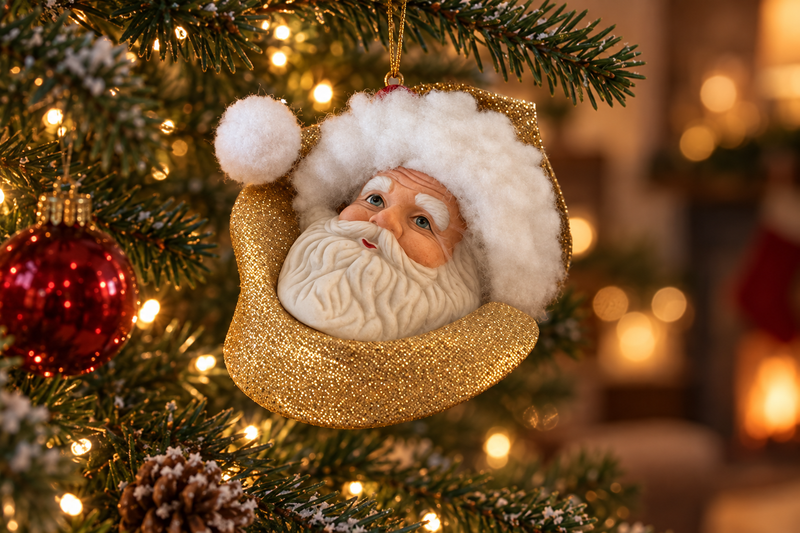 Kurt Adler Santa Porcelain Ornament in use