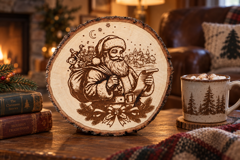Santa's List Wood Slice in use