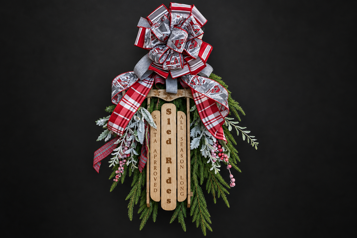 Sled Rides Plaid Christmas Swag