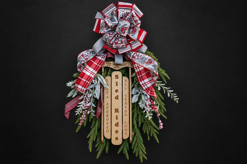 Sled Rides Plaid Christmas Swag