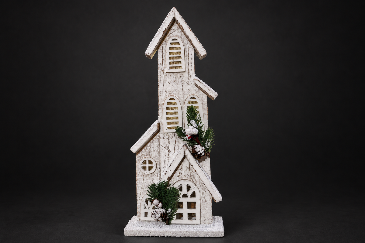 Tall White Wooden Church