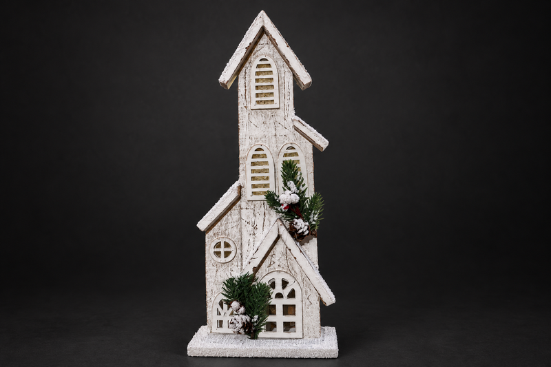 Tall White Wooden Church