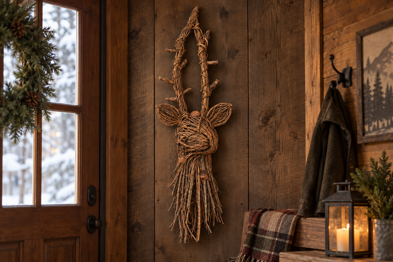 Twig Reindeer Head in use