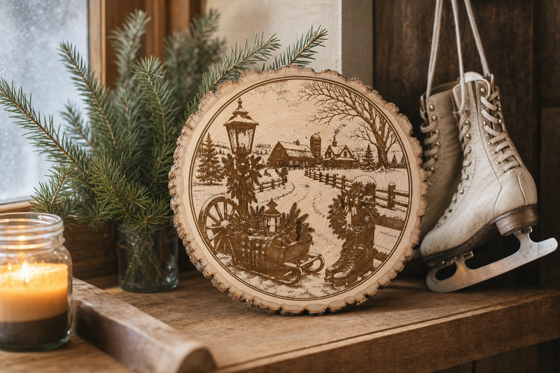 Winter Farm Wood Slice in use