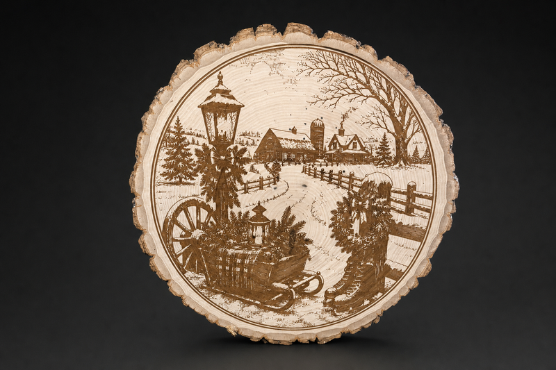 Winter Farm Wood Slice — product