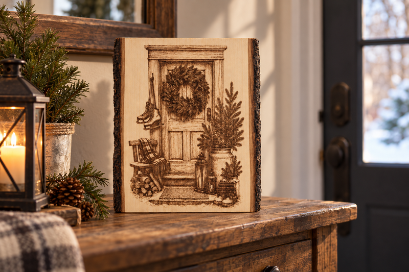 Winter Front Door – Live Edge in use